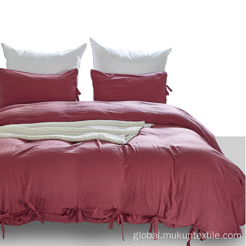 Polyester Bedspread with Bed Skirt washed cotton duvet bedding sets with belt Manufactory